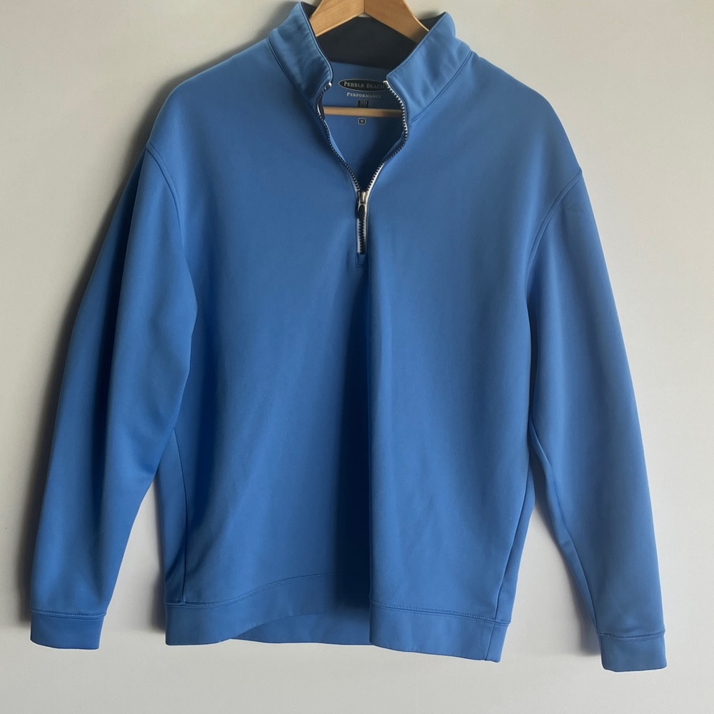 Pebble Beach Men's Sky Blue Zip-Up Sweater